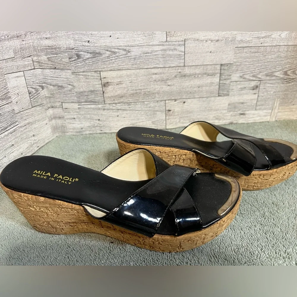 Mila Paoli Italian Patent Leather Wedge